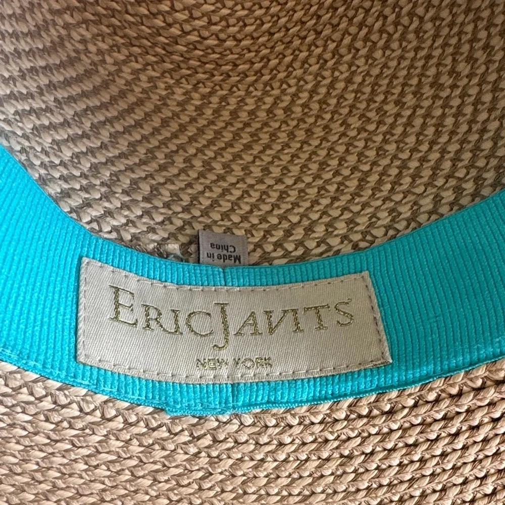Eric Javits Straw Fedora Hat with Multicolor Pom Tassels - Picture 2 of 4